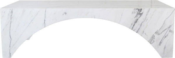 Meridian Furniture Palermo Genuine Marble Coffee Table with Art Deco Arched Base for Living Room Elegance White 99093White-CT