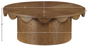 Meridian Furniture Dahlia Oak Veneer Coffee Table with Scalloped Art Deco Edges for Stylish Living Rooms Brown 99094Brown-CT