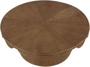 Meridian Furniture Dahlia Oak Veneer Coffee Table with Scalloped Art Deco Edges for Stylish Living Rooms Brown 99094Brown-CT
