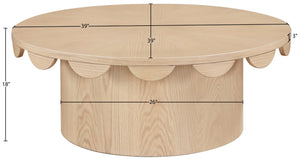Meridian Furniture Dahlia Oak Veneer Coffee Table with Scalloped Art Deco Edges for Stylish Living Rooms Natural 99094Natural-CT
