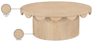 Meridian Furniture Dahlia Oak Veneer Coffee Table with Scalloped Art Deco Edges for Stylish Living Rooms Natural 99094Natural-CT