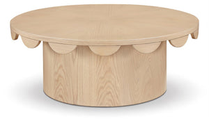 Meridian Furniture Dahlia Oak Veneer Coffee Table with Scalloped Art Deco Edges for Stylish Living Rooms Natural 99094Natural-CT