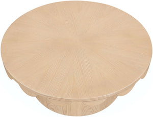 Meridian Furniture Dahlia Oak Veneer Coffee Table with Scalloped Art Deco Edges for Stylish Living Rooms Natural 99094Natural-CT