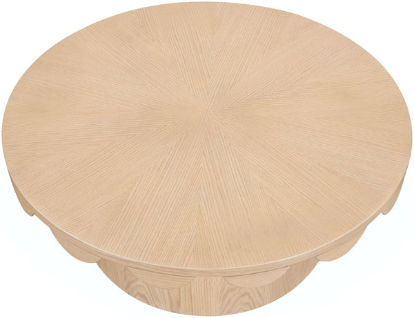 Meridian Furniture Dahlia Oak Veneer Coffee Table with Scalloped Art Deco Edges for Stylish Living Rooms Natural 99094Natural-CT