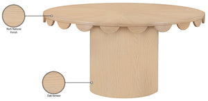 Meridian Furniture Dahlia Round Oak Veneer Dining Table Art Deco Scalloped Edge Seats Six People Natural 99094Natural-DT60