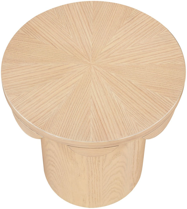 Meridian Furniture Dahlia Oak Veneer End Table with Scalloped Art Deco Edge for Living Room or Bedroom Natural 15 inches H 99094Natural-ET