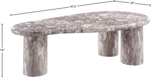 Meridian Furniture Sassari Sculptural Concrete Coffee Table with Marbled Finish for Indoor Outdoor Living Spaces Brown 99095Brown-CT