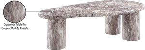 Meridian Furniture Sassari Sculptural Concrete Coffee Table with Marbled Finish for Indoor Outdoor Living Spaces Brown 99095Brown-CT