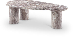 Meridian Furniture Sassari Sculptural Concrete Coffee Table with Marbled Finish for Indoor Outdoor Living Spaces Brown 99095Brown-CT