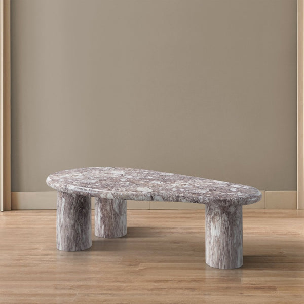 Meridian Furniture Sassari Sculptural Concrete Coffee Table with Marbled Finish for Indoor Outdoor Living Spaces Brown 99095Brown-CT