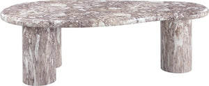 Meridian Furniture Sassari Sculptural Concrete Coffee Table with Marbled Finish for Indoor Outdoor Living Spaces Brown 99095Brown-CT