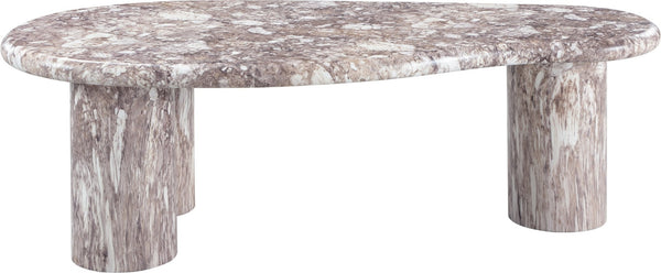 Meridian Furniture Sassari Sculptural Concrete Coffee Table with Marbled Finish for Indoor Outdoor Living Spaces Brown 99095Brown-CT