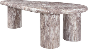 Meridian Furniture Sassari Sculptural Concrete Coffee Table with Marbled Finish for Indoor Outdoor Living Spaces Brown 99095Brown-CT
