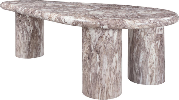 Meridian Furniture Sassari Sculptural Concrete Coffee Table with Marbled Finish for Indoor Outdoor Living Spaces Brown 99095Brown-CT