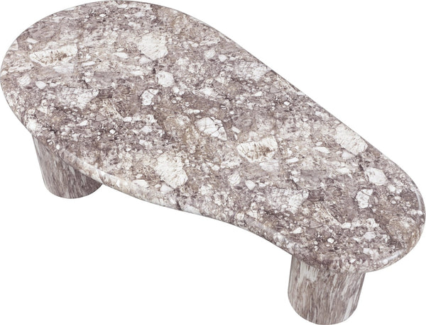 Meridian Furniture Sassari Sculptural Concrete Coffee Table with Marbled Finish for Indoor Outdoor Living Spaces Brown 99095Brown-CT