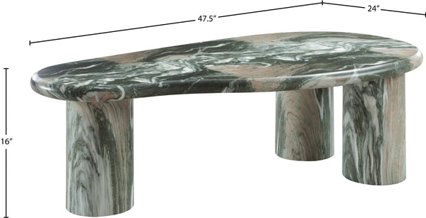 Meridian Furniture Sassari Sculptural Concrete Coffee Table with Marbled Finish for Indoor Outdoor Living Spaces Green 99095Green-CT