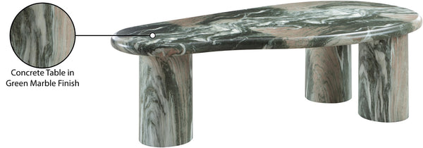 Meridian Furniture Sassari Sculptural Concrete Coffee Table with Marbled Finish for Indoor Outdoor Living Spaces Green 99095Green-CT