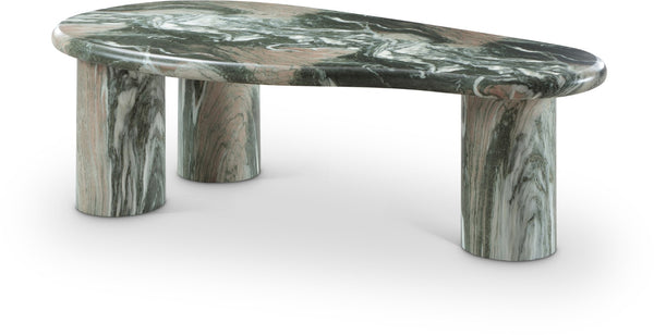 Meridian Furniture Sassari Sculptural Concrete Coffee Table with Marbled Finish for Indoor Outdoor Living Spaces Green 99095Green-CT