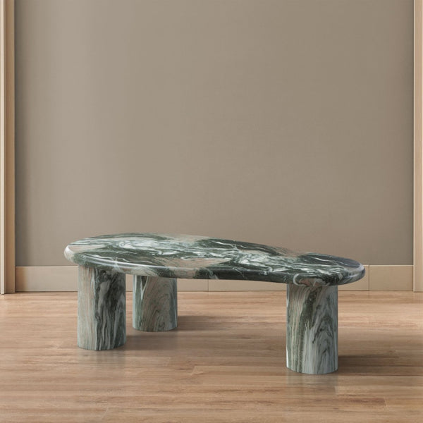 Meridian Furniture Sassari Sculptural Concrete Coffee Table with Marbled Finish for Indoor Outdoor Living Spaces Green 99095Green-CT