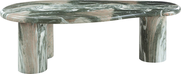 Meridian Furniture Sassari Sculptural Concrete Coffee Table with Marbled Finish for Indoor Outdoor Living Spaces Green 99095Green-CT