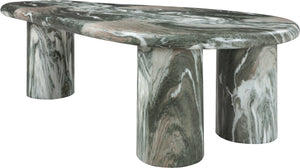 Meridian Furniture Sassari Sculptural Concrete Coffee Table with Marbled Finish for Indoor Outdoor Living Spaces Green 99095Green-CT