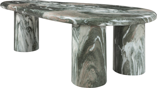 Meridian Furniture Sassari Sculptural Concrete Coffee Table with Marbled Finish for Indoor Outdoor Living Spaces Green 99095Green-CT