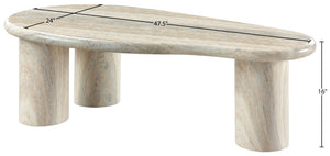 Meridian Furniture Sassari Sculptural Concrete Coffee Table with Marbled Finish for Indoor Outdoor Living Spaces Natural 99095Travertine-CT