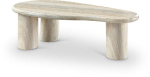 Meridian Furniture Sassari Sculptural Concrete Coffee Table with Marbled Finish for Indoor Outdoor Living Spaces Natural 99095Travertine-CT