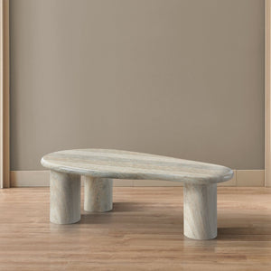 Meridian Furniture Sassari Sculptural Concrete Coffee Table with Marbled Finish for Indoor Outdoor Living Spaces Natural 99095Travertine-CT
