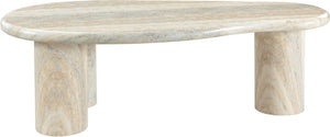 Meridian Furniture Sassari Sculptural Concrete Coffee Table with Marbled Finish for Indoor Outdoor Living Spaces Natural 99095Travertine-CT