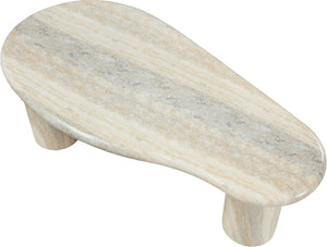 Meridian Furniture Sassari Sculptural Concrete Coffee Table with Marbled Finish for Indoor Outdoor Living Spaces Natural 99095Travertine-CT