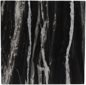 Meridian Furniture Pienza Sculptural Fluted End Table Art Deco Handcrafted Stone Accent for Modern Living Room Black Genuine Marble 99096Black-ET