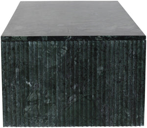 Meridian Furniture Pienza Handcrafted Stone Coffee Table with Fluted Sculptural Base for Art Deco Living Rooms Green Genuine Marble 99096Green-CT