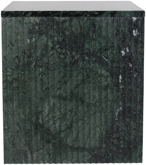 Meridian Furniture Pienza Sculptural Fluted End Table Art Deco Handcrafted Stone Accent for Modern Living Room Green Genuine Marble 99096Green-ET
