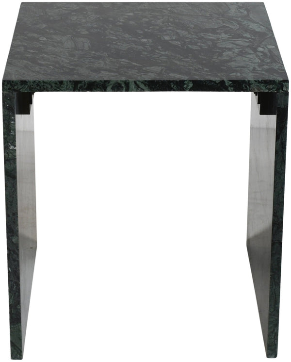 Meridian Furniture Pienza Sculptural Fluted End Table Art Deco Handcrafted Stone Accent for Modern Living Room Green Genuine Marble 99096Green-ET