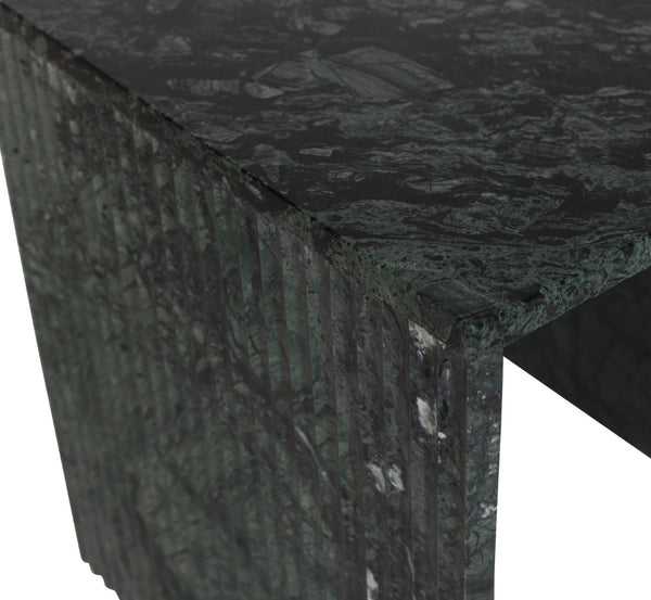 Meridian Furniture Pienza Sculptural Fluted End Table Art Deco Handcrafted Stone Accent for Modern Living Room Green Genuine Marble 99096Green-ET