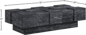Meridian Furniture Anzio Art Deco Oak Veneer Coffee Table with Geometric Relief and Tiered Shelves for Living Rooms Black 99097Black-CT
