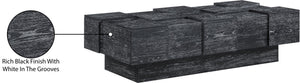 Meridian Furniture Anzio Art Deco Oak Veneer Coffee Table with Geometric Relief and Tiered Shelves for Living Rooms Black 99097Black-CT