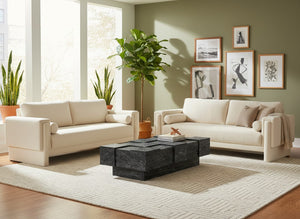 Meridian Furniture Anzio Art Deco Oak Veneer Coffee Table with Geometric Relief and Tiered Shelves for Living Rooms Black 99097Black-CT