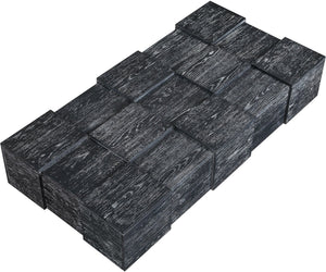 Meridian Furniture Anzio Art Deco Oak Veneer Coffee Table with Geometric Relief and Tiered Shelves for Living Rooms Black 99097Black-CT
