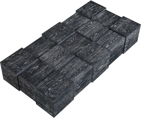 Meridian Furniture Anzio Art Deco Oak Veneer Coffee Table with Geometric Relief and Tiered Shelves for Living Rooms Black 99097Black-CT