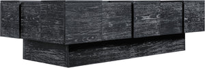 Meridian Furniture Anzio Art Deco Oak Veneer Coffee Table with Geometric Relief and Tiered Shelves for Living Rooms Black 99097Black-CT
