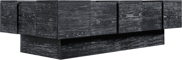 Meridian Furniture Anzio Art Deco Oak Veneer Coffee Table with Geometric Relief and Tiered Shelves for Living Rooms Black 99097Black-CT