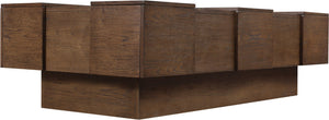 Meridian Furniture Anzio Art Deco Oak Veneer Coffee Table with Geometric Relief and Tiered Shelves for Living Rooms Brown 99097Brown-CT