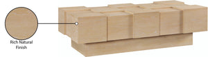 Meridian Furniture Anzio Art Deco Oak Veneer Coffee Table with Geometric Relief and Tiered Shelves for Living Rooms Natural 99097Oak-CT