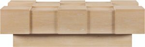 Meridian Furniture Anzio Art Deco Oak Veneer Coffee Table with Geometric Relief and Tiered Shelves for Living Rooms Natural 99097Oak-CT