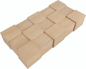 Meridian Furniture Anzio Art Deco Oak Veneer Coffee Table with Geometric Relief and Tiered Shelves for Living Rooms Natural 99097Oak-CT