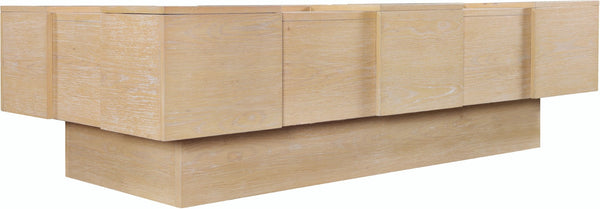 Meridian Furniture Anzio Art Deco Oak Veneer Coffee Table with Geometric Relief and Tiered Shelves for Living Rooms Natural 99097Oak-CT