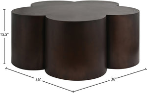 Meridian Furniture Lucky Clover Shaped Iron Coffee Table Sculptural Accent for Glam Eclectic Living Rooms Brown 99099Brown-CT