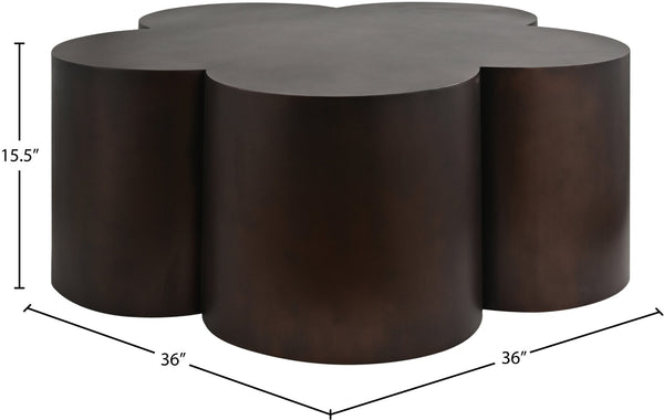 Meridian Furniture Lucky Clover Shaped Iron Coffee Table Sculptural Accent for Glam Eclectic Living Rooms Brown 99099Brown-CT